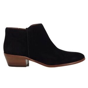 Sam Edelman Petty Suede Ankle Booties Size 6.5 Black Almond Toe Heeled